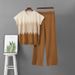 Women's Gradient Knit Set round Neck Sleeveless Top with Casual Wide Leg Pants Spring Summer Two-Piece Elegant Sporty Outfit_ecoleips.com