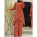 Spring And Autumn Muslim Two-Piece O-Neck Long Sleeve Shirt Wide-Leg Pants Suit Casual Women's Set_ecoleips.com
