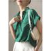 2025 New Summer Collared With Elegant Design, Hong Kong Style Retro Top, Stylish Women's Short-Sleeve Curled-Edge Shirt_ecoleips.com