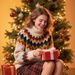 Festive Contrast Color Christmas Sweater For Women – Cozy Knit Pullover With Holiday Cheer (XS-XL, Apricot/Navy Blue)_ecoleips.com