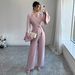 Women's Elegant Temperament Solid Color Jumpsuit Long Sleeved Flared Sleeve Wide Leg Spring Autumn American Style_ecoleips.com