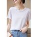 High-end Cotton Short-sleeved T-shirt Women's 2026 New Solid Color Loose Half-sleeved T-shirt Top Summer_ecoleips.com