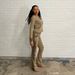 European And American Pocket Frayed Hooded Street Style Slim Fit Sports Set Zipper Sweatshirt + Low Waist Flared Pants_ecoleips.com