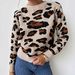 Women's Clothing Autumn And Winter Women's Leopard Print Jacquard Knit Pullover Sweater - Round Neck, Long Sleeve, Comfortable & Stylish Casual Top_ecoleips.com