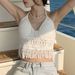 Women Crochet Halter Top Summer Beach Knit Crop Tank Fringe Boho Lace Up Backless Cami Blouse Festival Vacation Wear_ecoleips.com