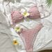 Women's Strapless Floral Bikini Set Fresh Simple Two-Piece Swimsuit Solid Color European American Style Sexy New 2025_ecoleips.com