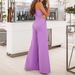 Women's clothing women's fashion sexy small V-neck tube top casual pants slit slim jumpsuit_ecoleips.com