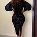 Women's Sequined Puff Sleeve Hip Skirt Large Size Slim Sexy Bridesmaid Dress Dress_ecoleips.com