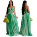 Women's Clothing Sleeveless V Neck Printed Swing Skirt For Women Fashion Sexy Dress Long Skirt_ecoleips.com