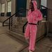 Women's Clothing Unisex Streetwear Letter Print Hoodie & Pants Set - Trendy Zip-Up Pullover With Matching Joggers (Pink, S-XXXL)_ecoleips.com