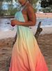 Summer Sexy Boho Dress Women Backless Neck Lace Gradient Loose Temperament Fashion Dress Elegant Casual Loose Beach Party Dress_ecoleips.com