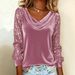Women's Clothing Women's Velvet Turtleneck Sequin Patchwork Long Sleeve Top Fashion Style For Formal & Casual For Women_ecoleips.com