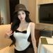 Purely Desirable Style Bow-tie Girl's Elastic Camisole Summer Slim-fit Sleeveless Design Cotton Sweet Top Trendy_ecoleips.com