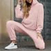 Aria Basics Cross-Border 2025 Autumn Winter New European And American Casual Women's Solid Color Plush Hooded Sleeve Long_ecoleips.com