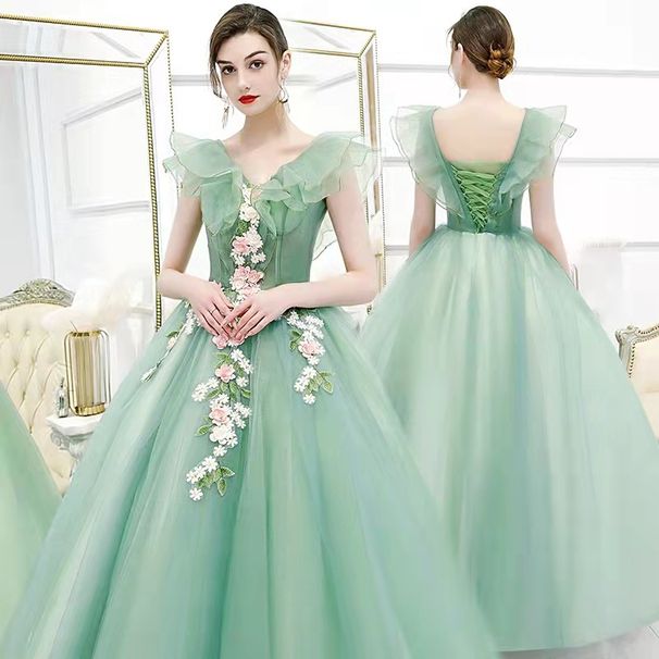 Women's Clothing Colorful Gauze Wedding Dress New Style Host Performance Student Vocal Solo Art Examination Dress Puffy Skirt Long Evening Dress_ecoleips.com