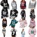 Women's Loose Long Sleeve T-Shirt V Neck Pullover Casual Sporty Top Dopamine Digital Print American Basic Style 2024_ecoleips.com