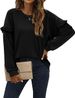 Women's Solid Color Crew Neck Sweatshirt Patchwork Ruffle Long Sleeve Autumn/Winter New Arrivals European American Style_ecoleips.com