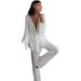 White Ice Silk Cotton Sleeve Long Pants Loose Wearable Pajama Set European And American Autumn New Home Wear For_ecoleips.com