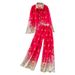 French Style Women's Two Piece Set Soft Feminine Embroidered Printed Long Sleeved Sun Protective Shirt With Slimming Wide Leg Pants_ecoleips.com