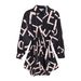 Cross-border European And American Spring New Women's Fashion Shirt, Elegant Commuter Printed Waist-cinching Pleated_ecoleips.com