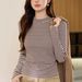 2025 #Selection Of Good Products # Pure Cotton T-Shirt Women's Long Sleeved Western-Style Striped Base Shirt 2025 Autumn And_ecoleips.com