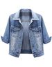 Women's Denim Jacket Spring Summer New Three Quarter Sleeve Short Casual Versatile Top Jacket_ecoleips.com