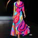 Women's Clothing Temperament Three Quarter Sleeve Long Dress_ecoleips.com
