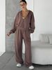 Women's plus Size Two Piece Set European American Style Autumn Winter Loose Fit Slimming Hooded Sweatshirt Sportswear Solid Color Long Sleeve_ecoleips.com