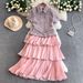Luxury Patchwork Tweed Dress For Women Sophisticated Collared Winter Style Fitted Waist Ruffled Tiered Maxi Dress_ecoleips.com