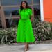 Women's new temperament round neck short-sleeved top high waist button-down skirt suit_ecoleips.com