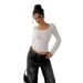 Women's Clothing U Neck Long Sleeved Lace Trim Slim T Shirt Tops For Women_ecoleips.com
