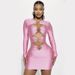 2025 Style Hollow Out Design Sense Crop Top Bandage Women Long Sleeve Evening Bodycon Dress_ecoleips.com