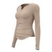 Women's V Neck Long Sleeve Yoga Top Nude Color Pleated Slimming Waist Fitness And Sports Tight Fit Clothing_ecoleips.com