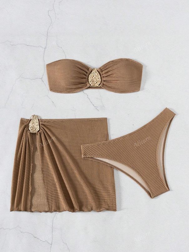 New 2026 Three Piece Swimsuit Bikini Baby Spa Resort Beach Style European American Skirt Design Swim Set_ecoleips.com