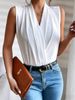 Women's Tank Top Spring Summer White Wrap V Neck Sleeveless Flowy Fabric Valentine's Day Elegant Casual Office Top_ecoleips.com