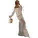 2025 Spring Summer New Fashion Women's Sexy Mesh Solid Color Off-Shoulder See-Through Long Sleeve Dress_ecoleips.com
