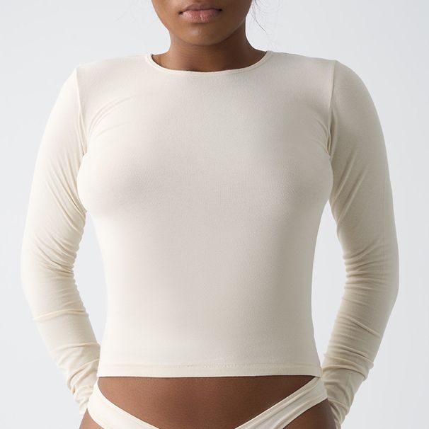 Women's Slim Fit Cotton Jersey Long Sleeve T-Shirt - Stretchy, Breathable & Moisture-Wicking - Round Neck Casual Top For Work & Daily Wear_ecoleips.com