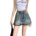 2025s Spicy Girl Denim Shorts For Women Summer New Ins Casual High Waist Retro Frayed Wide Leg A-line Ultra Short Hot Pants_ecoleips.com