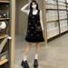 Autumn New Korean Style Bowknot Woolen Vest White Sweater 2-Piece Set Maternity Dress_ecoleips.com