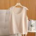 New Autumn And Winter 100% Pure Wool Knitted Camisole For Women, Round Neck, Simple Slim-fit Sleeveless Base Shirt_ecoleips.com