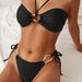 Hot-Selling European And American Style Two-Piece Strapless Halter Metal Accessories Swimsuit Set Bikini_ecoleips.com