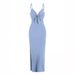Women's Long V Neck Dress Slim Fit Backless Hollowed out Slit Tie up Summer Sexy Ins European American Cross Border Style_ecoleips.com