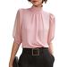 European And American Style Women's High Neck Puff Sleeve Top Light Luxury Flowy Shirt for Commuting And Business New Arrival 2026_ecoleips.com