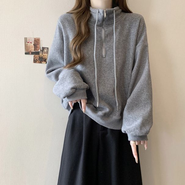 European And American Style Real Shot Short Thin Sweatshirt For Petite Women, Autumn Versatile Korean Version Loose_ecoleips.com
