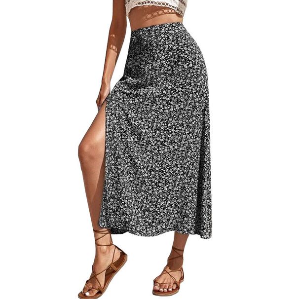 Women's Clothing Floral Skirt Slit A Line Hip Wrapped Long Skirt_ecoleips.com