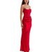 Slim Fit Elegant Sexy Satin Strapless Dress for Women Pleated Trim European American Style New Arrival 2025_ecoleips.com