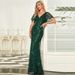 Women's Clothing Evening Dress Plus Size Embroidered Sequined Ball Gown For Women With Lotus Leaf Sleeves And Fishtail Long Skirt_ecoleips.com