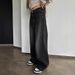 American-style Black Gray Straight-leg Jeans Women, Loose-fitting, Wide-leg, High-waisted, Drapey Long Pants For Fall_ecoleips.com