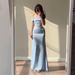 Women's Clothing Bodycon Slit Maxi Dress – Sexy Off-Shoulder Party Dress With High Slit & Figure-Hugging Fit (S-XL)_ecoleips.com