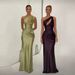 Women's Satin One Shoulder Hollow Out Sleeveless Maxi Dress – Elegant Party Evening Gown 2026_ecoleips.com